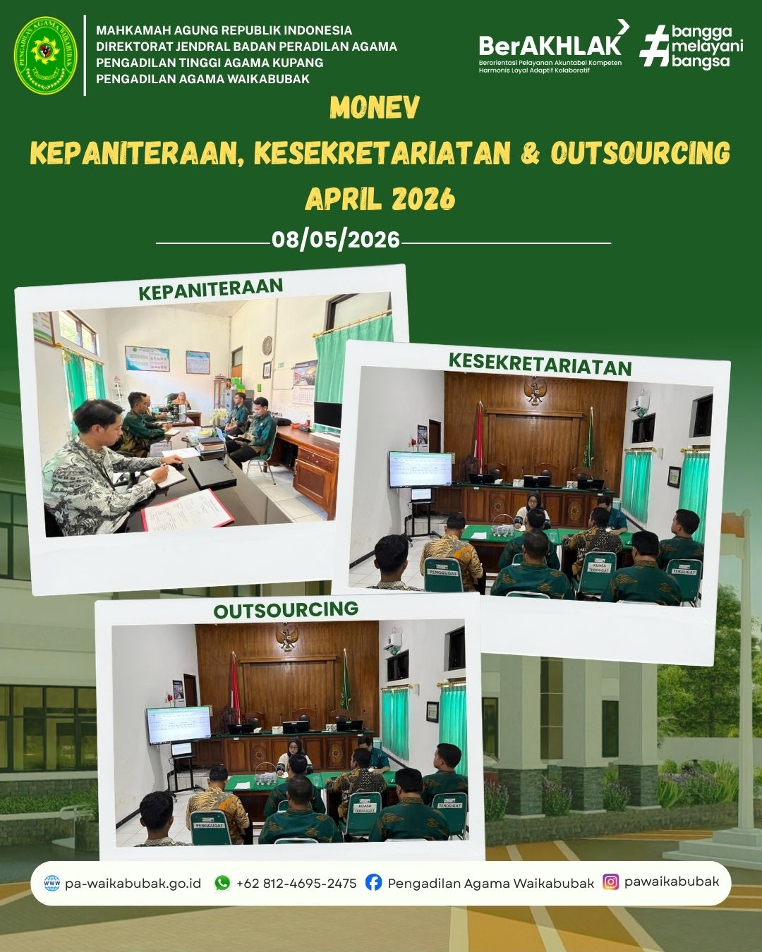 MONEV  KEPANITERAAN, KESEKRETARIATAN & Outsourcing  APRIL 2026